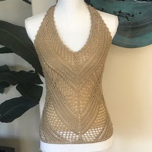 MAX STUDIO CROCHET HALTER TOP